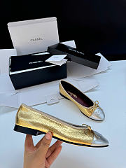 Chanel Ballet Flats Crackled Laminated Calfskin & Lamskin Gold & Silver - 4