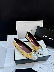 Chanel Ballet Flats Crackled Laminated Calfskin & Lamskin Gold & Silver - 1