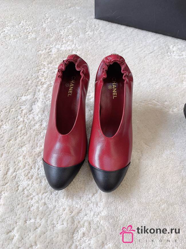 Chanel Pumps Lambskin Burgundy & Black 85mm G47191 - 1