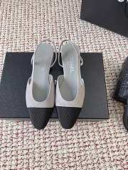 Chanel Slingbacks Suede Goatskin & Grosgrain Gray, Silver & Black 20mm - 6