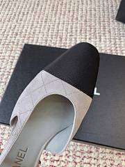 Chanel Slingbacks Suede Goatskin & Grosgrain Gray, Silver & Black 20mm - 4
