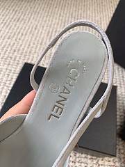 Chanel Slingbacks Suede Goatskin & Grosgrain Gray, Silver & Black 20mm - 3