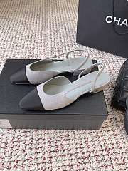 Chanel Slingbacks Suede Goatskin & Grosgrain Gray, Silver & Black 20mm - 1