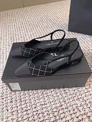 Chanel Slingbacks Suede Goatskin & Grosgrain Black 20mm - 1