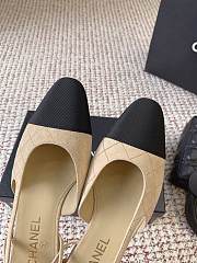 Chanel Slingbacks Suede Goatskin & Grosgrain Beige & Black 20mm - 5