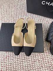 Chanel Slingbacks Suede Goatskin & Grosgrain Beige & Black 20mm - 6