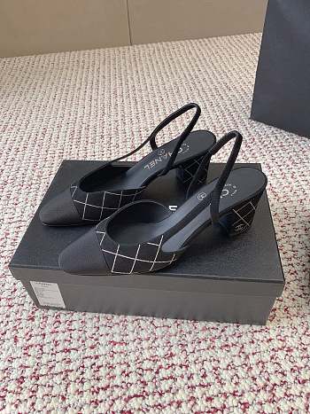 Chanel Slingbacks Suede Goatskin & Grosgrain Black 65mm