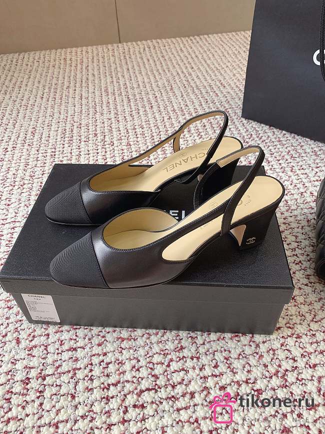Chanel Slingbacks Goatskin & Grosgrain Black 65mm G31318 - 1