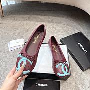 Chanel Ballet Flats Lambskin Burgundy & Light Blue G47163 - 6