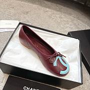 Chanel Ballet Flats Lambskin Burgundy & Light Blue G47163 - 5