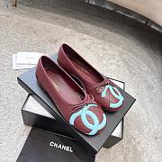 Chanel Ballet Flats Lambskin Burgundy & Light Blue G47163 - 4