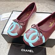 Chanel Ballet Flats Lambskin Burgundy & Light Blue G47163 - 2