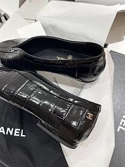 Chanel Ballet Flats Crocodile Embossed Calfskin & Patent Calfskin Black G47182 - 4