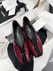 Chanel Ballet Flats Crocodile Embossed Calfskin & Patent Calfskin Burgundy & Black G47182 - 1