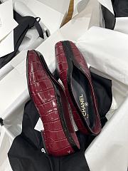 Chanel Ballet Flats Crocodile Embossed Calfskin & Patent Calfskin Burgundy & Black G47182 - 6