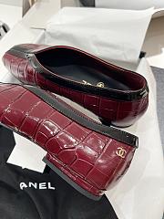 Chanel Ballet Flats Crocodile Embossed Calfskin & Patent Calfskin Burgundy & Black G47182 - 5