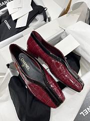 Chanel Ballet Flats Crocodile Embossed Calfskin & Patent Calfskin Burgundy & Black G47182 - 4