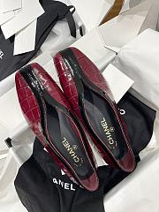 Chanel Ballet Flats Crocodile Embossed Calfskin & Patent Calfskin Burgundy & Black G47182 - 3