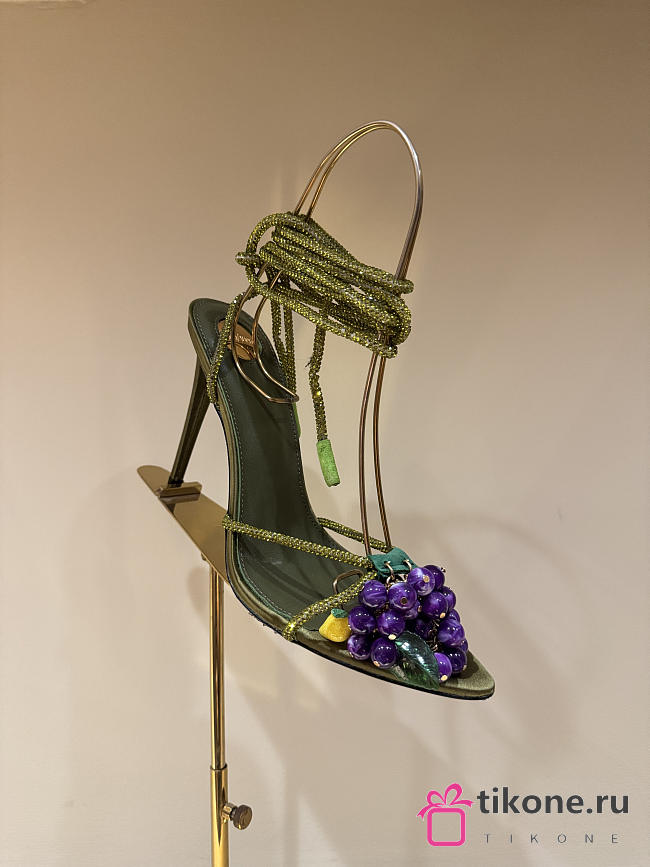 YSL Mon Cheri Sandals In Suede And Rhinestones Yellow, Purple & Light Topaz - 1
