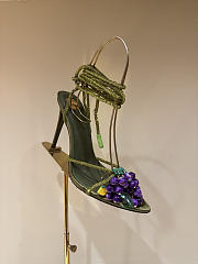 YSL Mon Cheri Sandals In Suede And Rhinestones Yellow, Purple & Light Topaz - 1