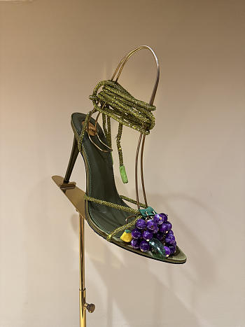 YSL Mon Cheri Sandals In Suede And Rhinestones Yellow, Purple & Light Topaz