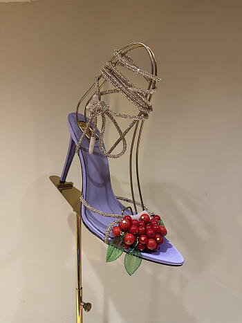 YSL Mon Cheri Sandals In Suede And Rhinestones Lilas, Red & Light Topaz