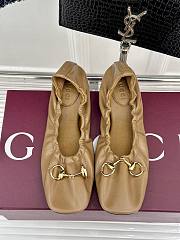 Gucci Prima Ballet Flat In Brown Leather 875323 - 5