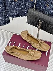 Gucci Prima Ballet Flat In Brown Leather 875323 - 1