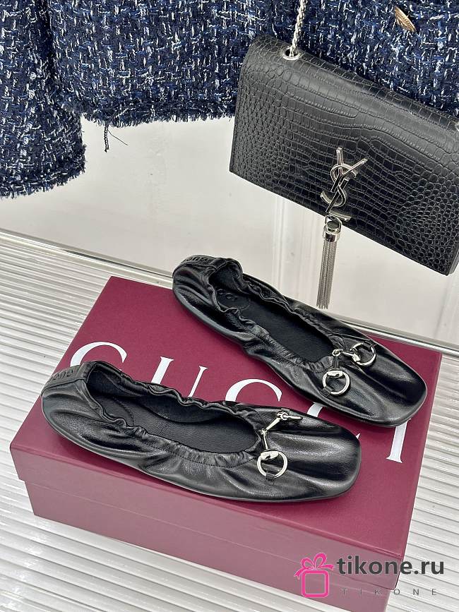 Gucci Prima Ballet Flat In Black Leather 875322 - 1