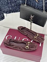 Gucci Prima Ballet Flat In Dark Brown Nubuck Leather 875323 - 1
