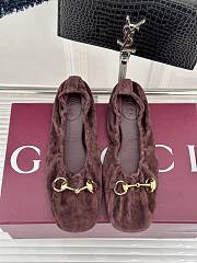 Gucci Prima Ballet Flat In Dark Brown Nubuck Leather 875323 - 4