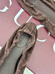 Gucci Prima Ballet Flat In Dark Brown Nubuck Leather 875323 - 3