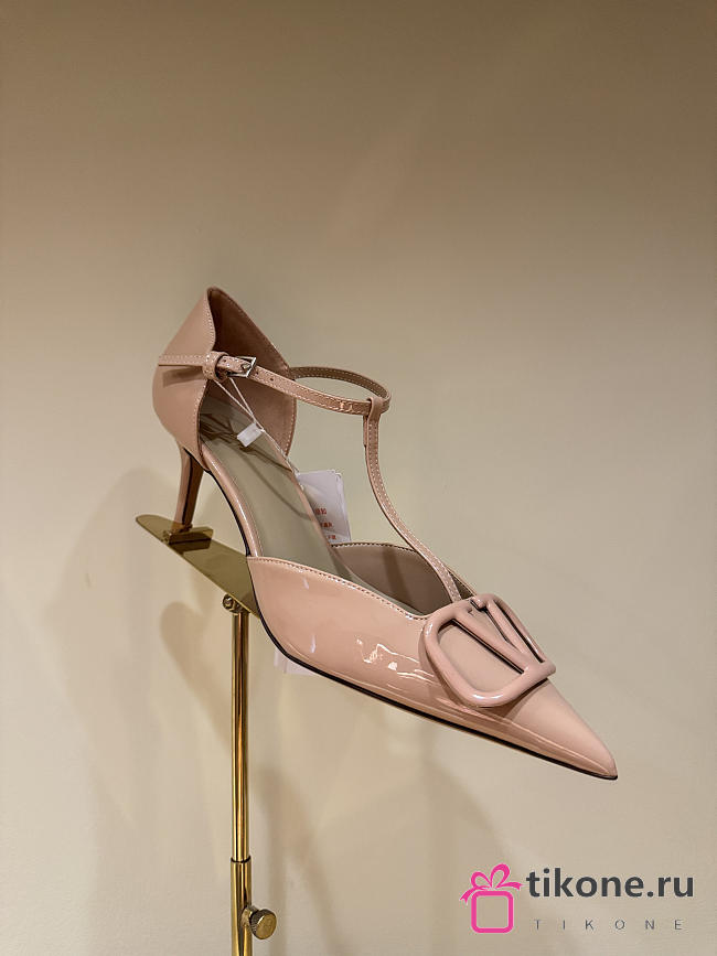 VLTN VLogo Signature D'Orsay Patent Leather Pumps Rose Cannelle 65mm - 1