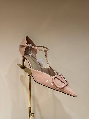 VLTN VLogo Signature D'Orsay Patent Leather Pumps Rose Cannelle 65mm