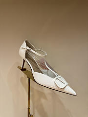 VLTN VLogo Signature D'Orsay Patent Leather Pumps White 65mm - 5