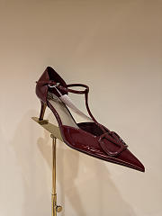 VLTN VLogo Signature D'Orsay Patent Leather Pumps Burgundy 65mm - 5