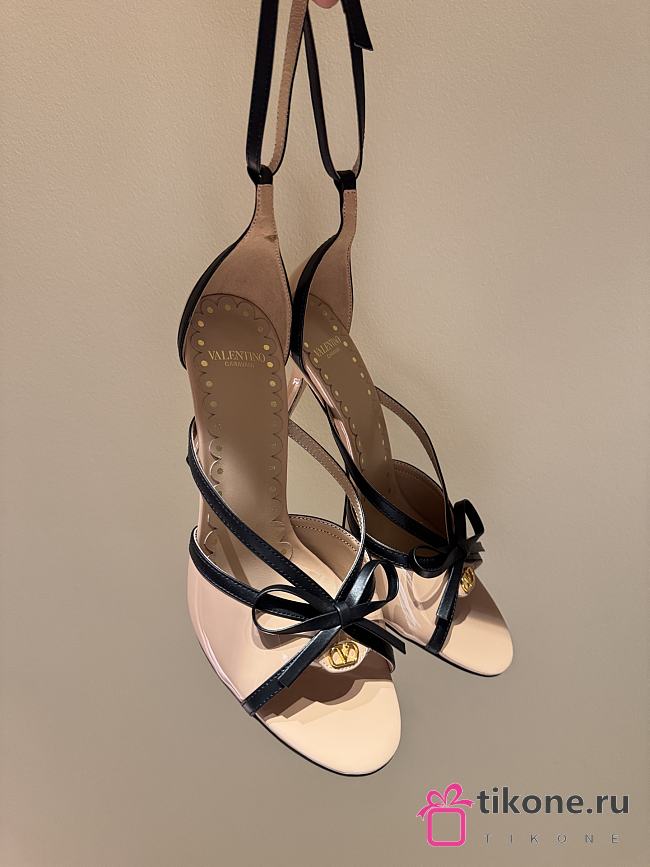 VLTN Bepointy Sandal in Patent Leather and Kidskin Pink/Black 100mm - 1