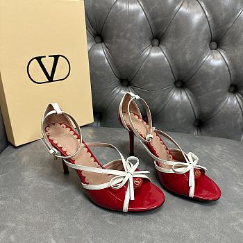 VLTN Bepointy Sandal in Patent Leather and Kidskin Red/Ivory 100mm