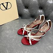 VLTN Bepointy Sandal in Patent Leather and Kidskin Red/Ivory 100mm - 5