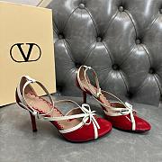 VLTN Bepointy Sandal in Patent Leather and Kidskin Red/Ivory 100mm - 4