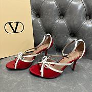 VLTN Bepointy Sandal in Patent Leather and Kidskin Red/Ivory 100mm - 3