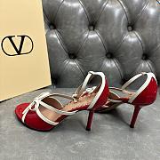 VLTN Bepointy Sandal in Patent Leather and Kidskin Red/Ivory 100mm - 2