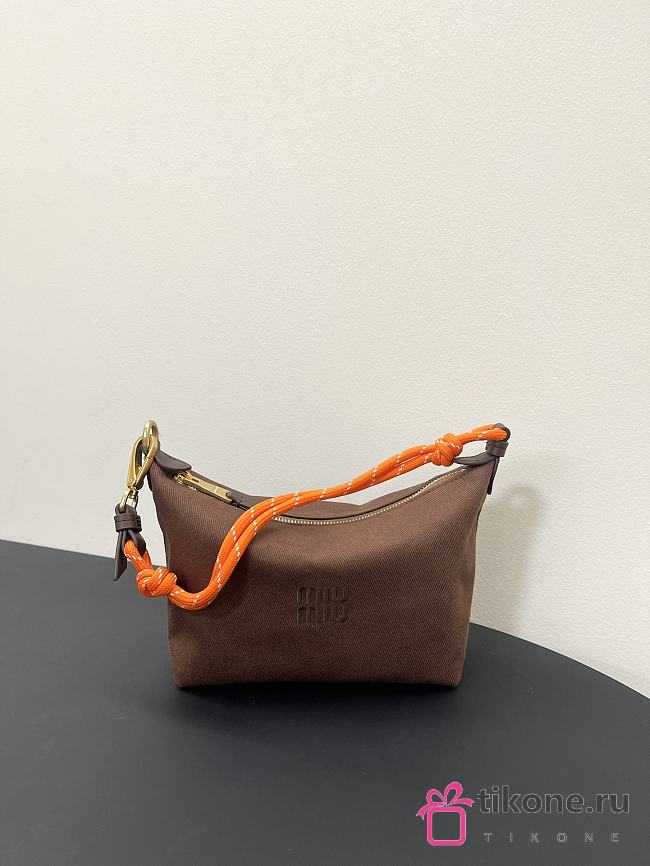 Miumiu Gabardine Pouch Brown/Orange 5NE841 - 18.5x14x10cm - 1