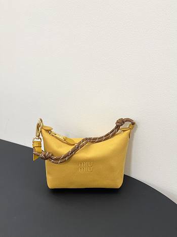 Miumiu Gabardine Pouch Yellow/Brown 5NE841 - 18.5x14x10cm