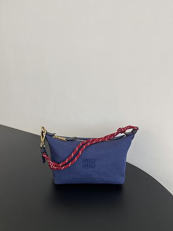 Miumiu Gabardine Pouch Blue/Red 5NE841 - 18.5x14x10cm