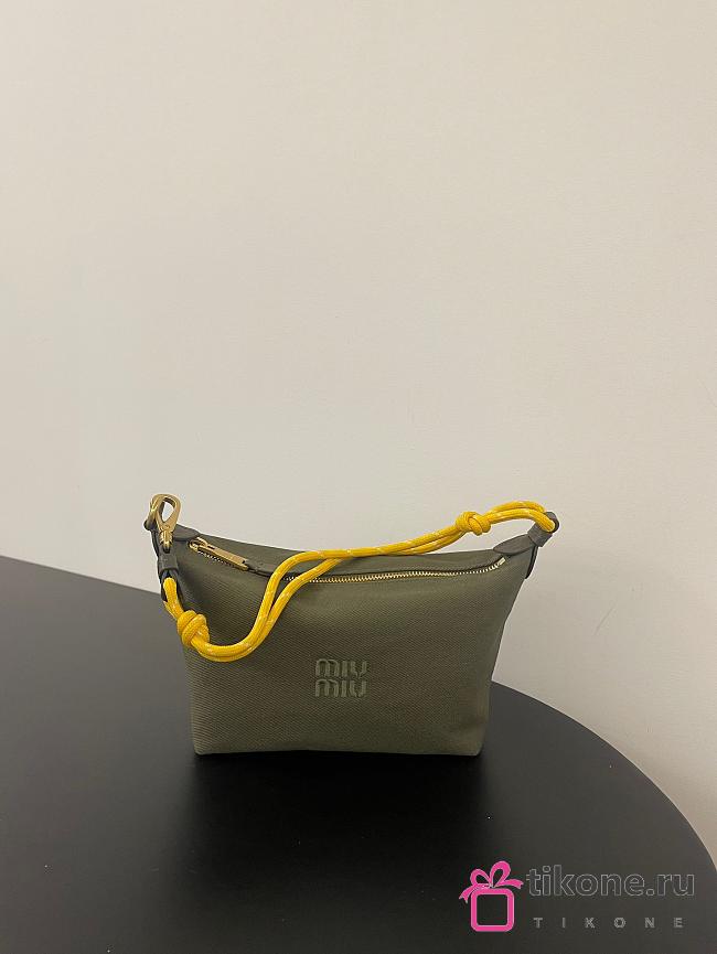 Miumiu Gabardine Pouch Green/Yellow 5NE841 - 18.5x14x10cm - 1