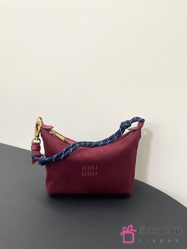 Miumiu Gabardine Pouch Cherry/Blue 5NE841 - 18.5x14x10cm - 1