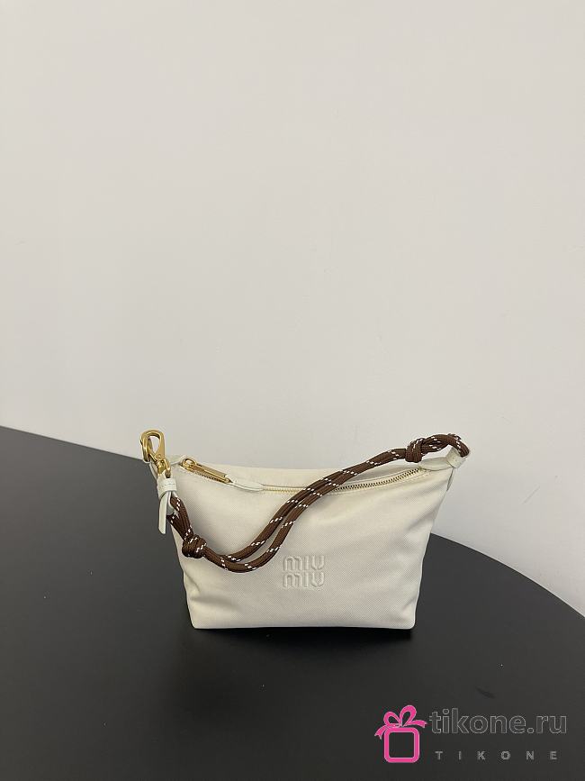 Miumiu Gabardine Pouch White/Brown 5NE841 - 18.5x14x10cm - 1