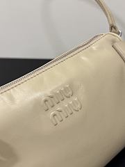 Miumiu Shiny Leather Pouch Travertine Stone 5NE029 - 21x12.5x9.5cm - 3