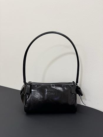 Miumiu Shiny Leather Pouch Black 5NE029 - 21x12.5x9.5cm